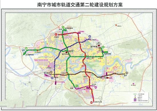 南宁地地铁路线规划图。来源：南国早报