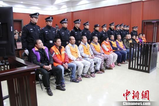 广西柳州市柳北区法院21日公开审理覃冠华等人涉恶一案。　韦林汕　摄
