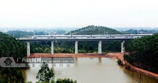 动车组列车通过凤凰岭双线特大桥。广西新闻网通讯员 叶秋江 摄