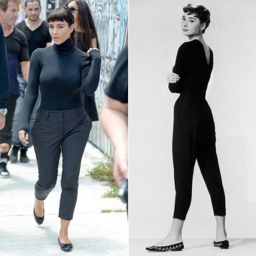 Kim Kardashian 和 Audrey Hepburn(奥黛丽赫本)旧照对比