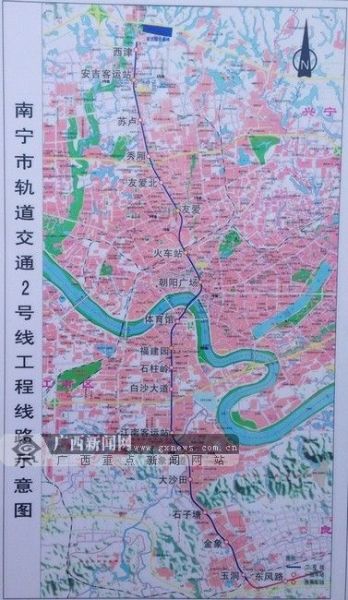 南宁地铁2号线线路图。广西新闻网记者 杨郑宝 摄 