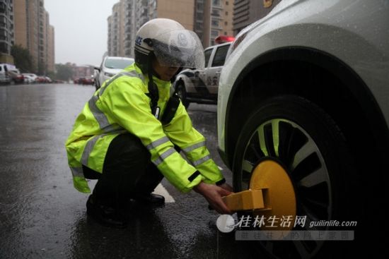 桂林市交通整治七天 461辆违停机动车被拖锁